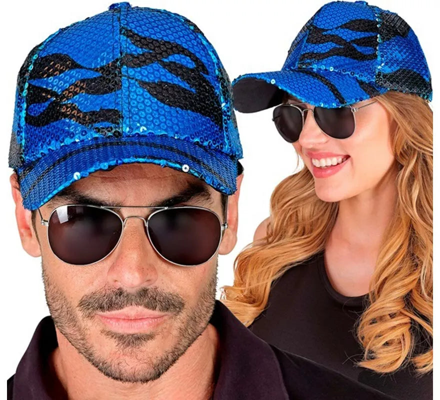 Translation missing: pt-PT.Gorra Ondas azul con Lentejuelas
