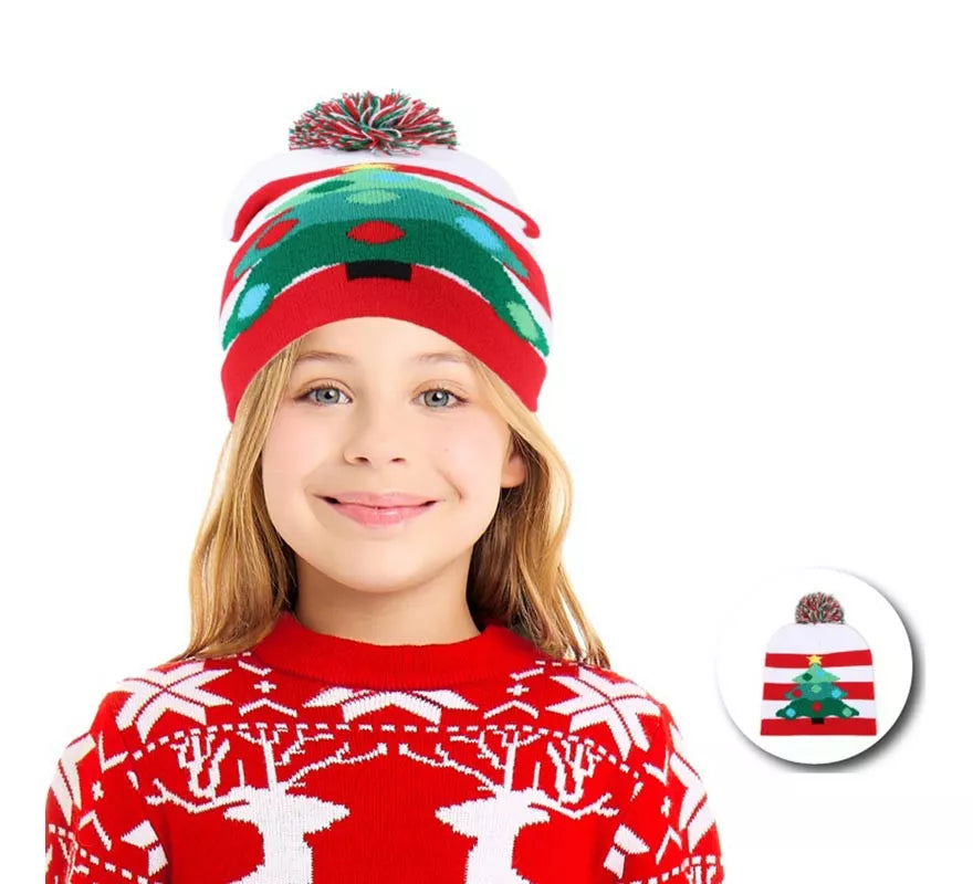 Translation missing: pt-PT.Gorro de Navidad Árbol Navideño a rayas infantil