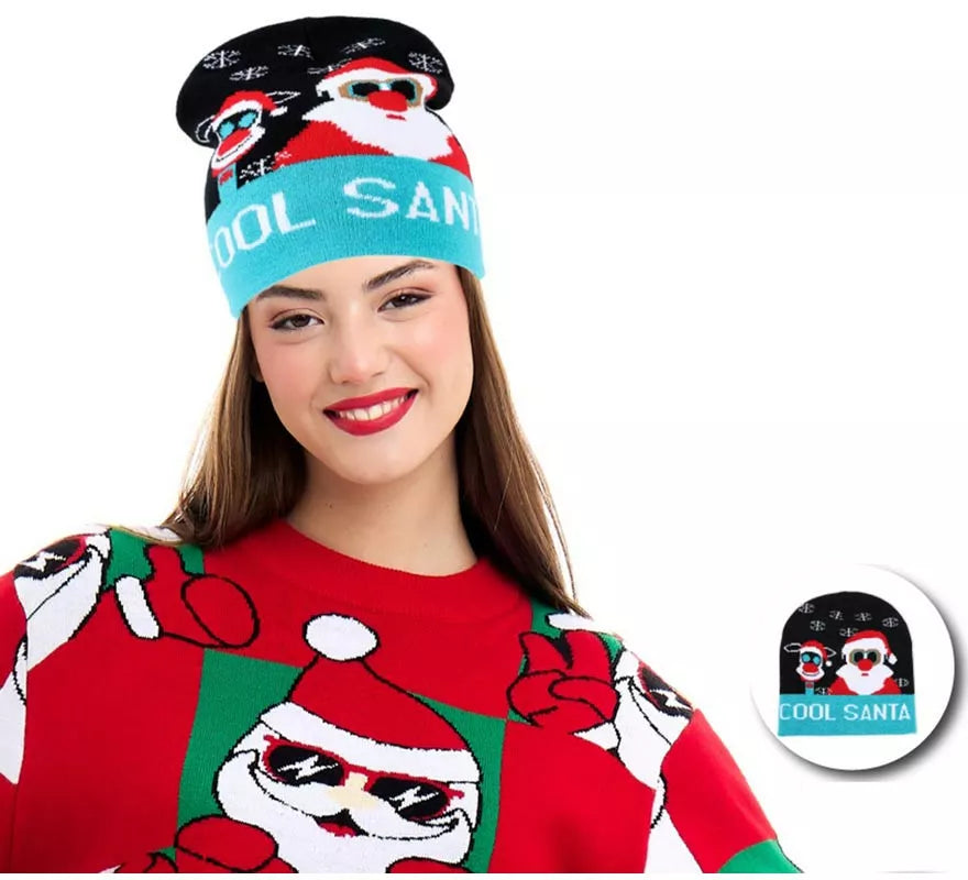 Translation missing: pt-PT.Gorro de Navidad Cool Papá Noel azul adulto