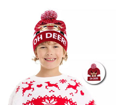 Chapéu de Natal infantil Borgonha Oh Deer Reindeer