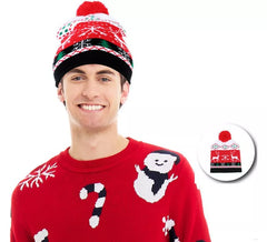 Chapéu de Natal de rena vermelha e branca adulto