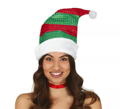 Chapéu de Papai Noel verde e vermelho
