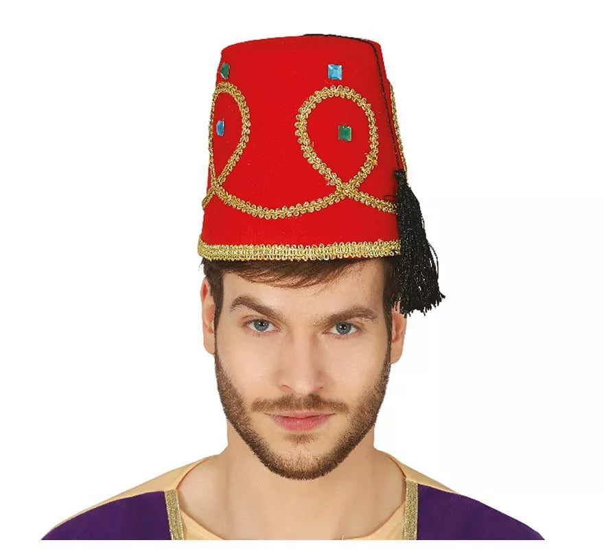 Translation missing: pt-PT.Gorro de Otomano Rojo y Dorado