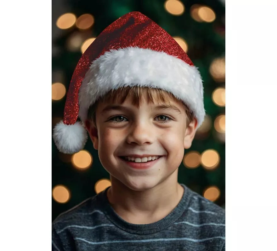 Translation missing: pt-PT.Gorro de Papá Noel brillante de lujo infantil