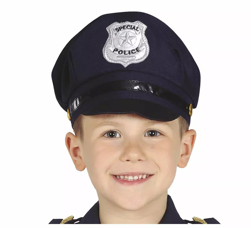 Translation missing: pt-PT.Gorro de Policía con Insignia Plateada Infantil