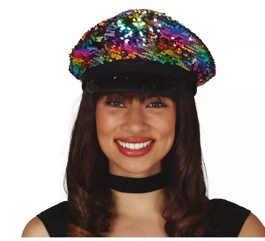 Translation missing: pt-PT.Gorro de Policía de Lentejuelas Multicolor para mujer