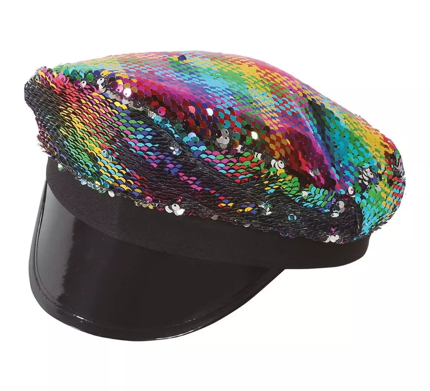 Gorro de Policía de Lentejuelas Multicolor para mujer