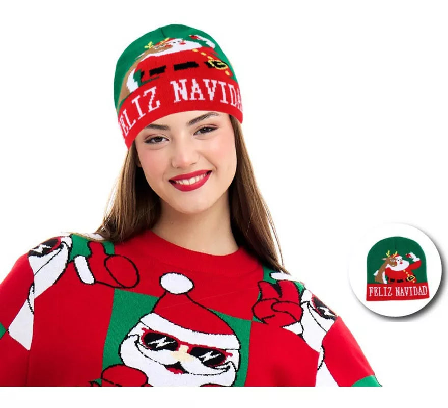 Translation missing: pt-PT.Gorro de Selfie Navideño verde adulto