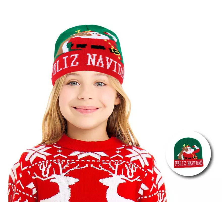 Translation missing: pt-PT.Gorro de Selfie Navideño verde infantil