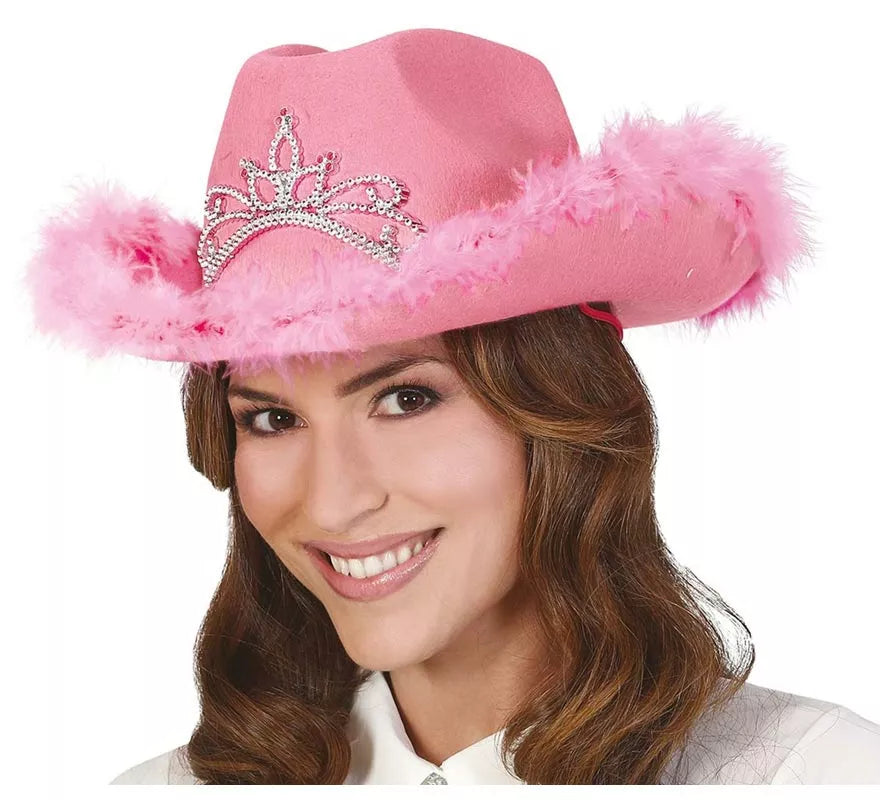 Translation missing: pt-PT.Sombrero de Vaquera Rosa con Boa