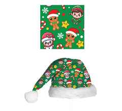 Chapéu estampado de Natal verde para crianças