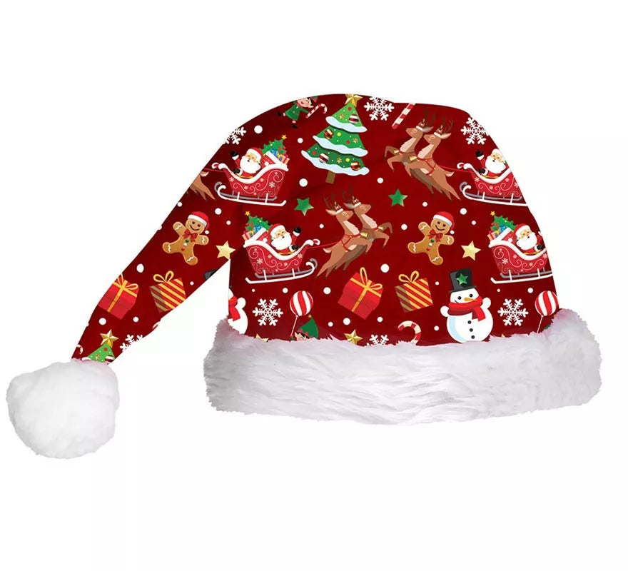 Translation missing: pt-PT.Gorro Figuras Navideñas rojo