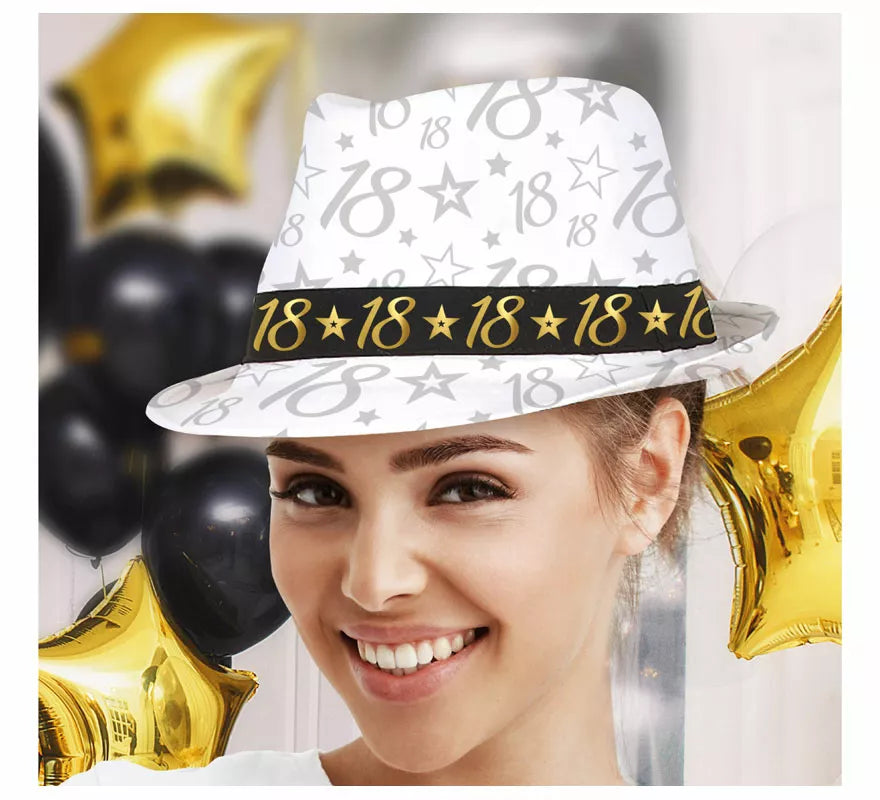 Translation missing: pt-PT.Gorro Gángster Blanco 18 Años Cumpleaños y Aniversarios