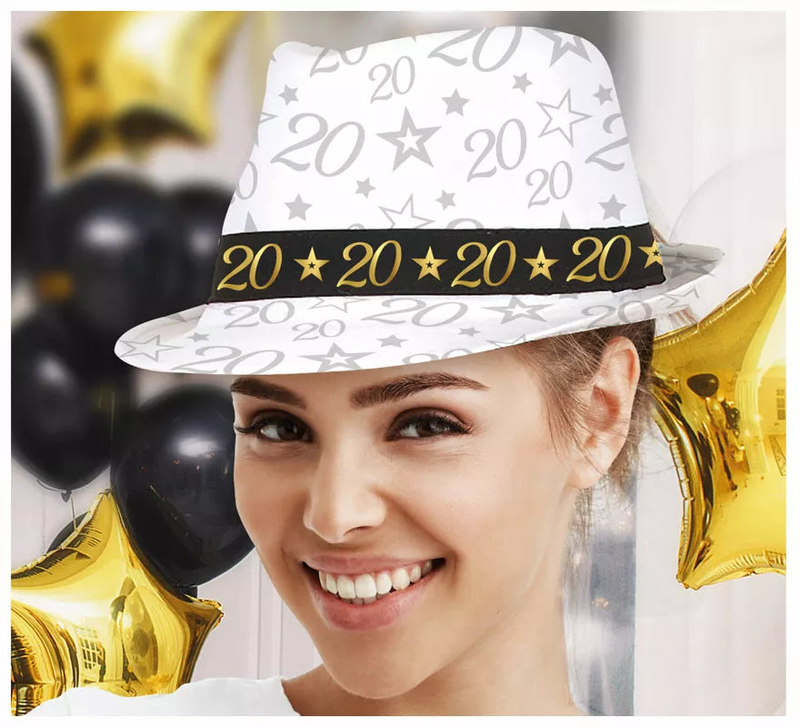 Translation missing: pt-PT.Gorro Gángster Blanco 20 Años Cumpleaños y Aniversarios