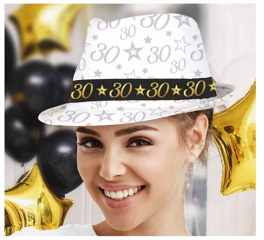 Translation missing: pt-PT.Gorro Gángster Blanco 30 Años Cumpleaños y Aniversarios
