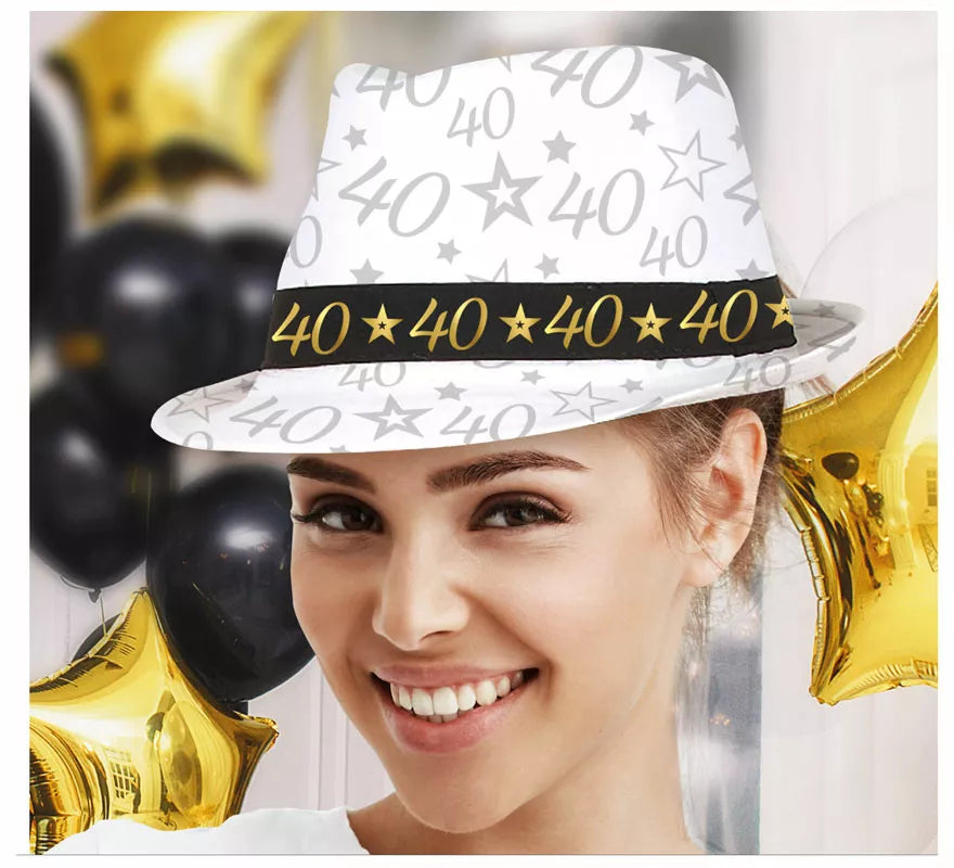 Translation missing: pt-PT.Gorro Gángster Blanco 40 Años Cumpleaños y Aniversarios