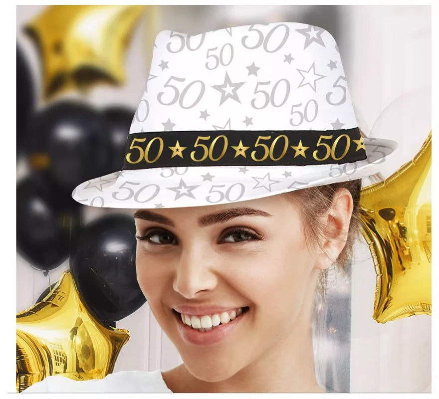 Translation missing: pt-PT.Gorro Gángster Blanco 50 Años Cumpleaños y Aniversarios