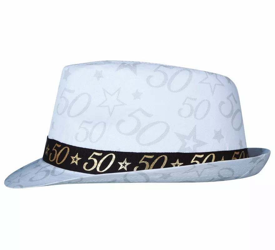 Translation missing: pt-PT.Gorro Gángster Blanco 50 Años Cumpleaños y Aniversarios