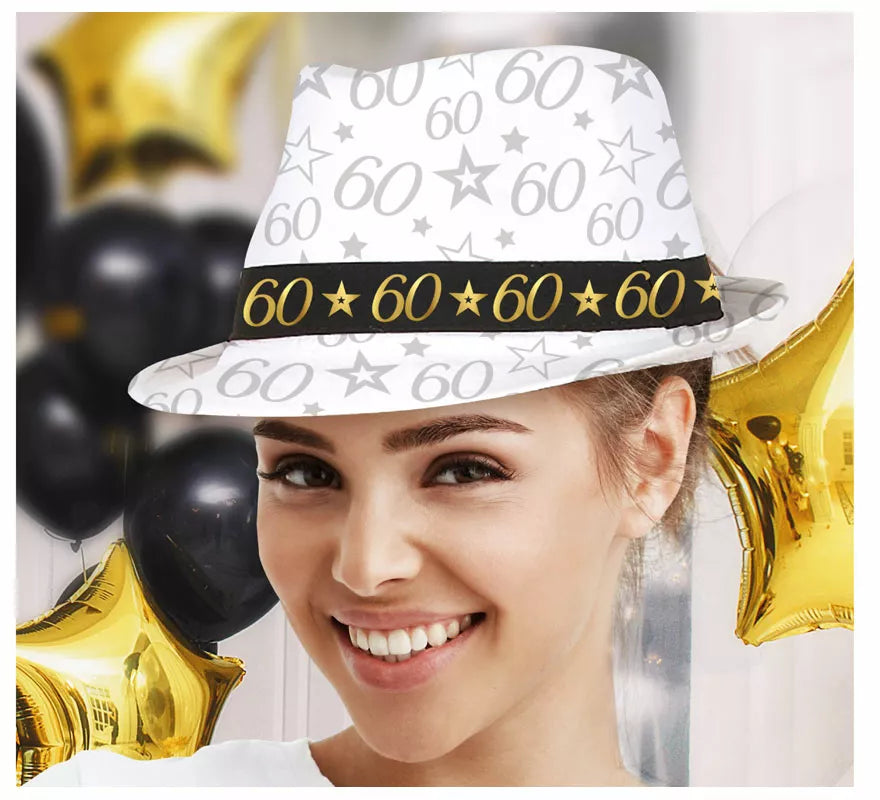 Translation missing: pt-PT.Gorro Gángster Blanco 60 Años Cumpleaños y Aniversarios