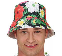Chapéu havaiano adulto com flores tropicais