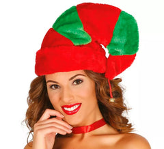Boné ou chapéu de elfo vermelho e verde com cascavel