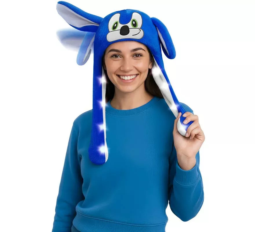 Translation missing: pt-PT.Gorro Orejas Erizo azul con Movimiento y luz