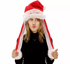 Gorro de Papai Noel com orelhas que se movem e luzes.