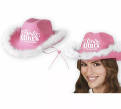 Chapéu de cowboy rosa para meninas festeiras adultas