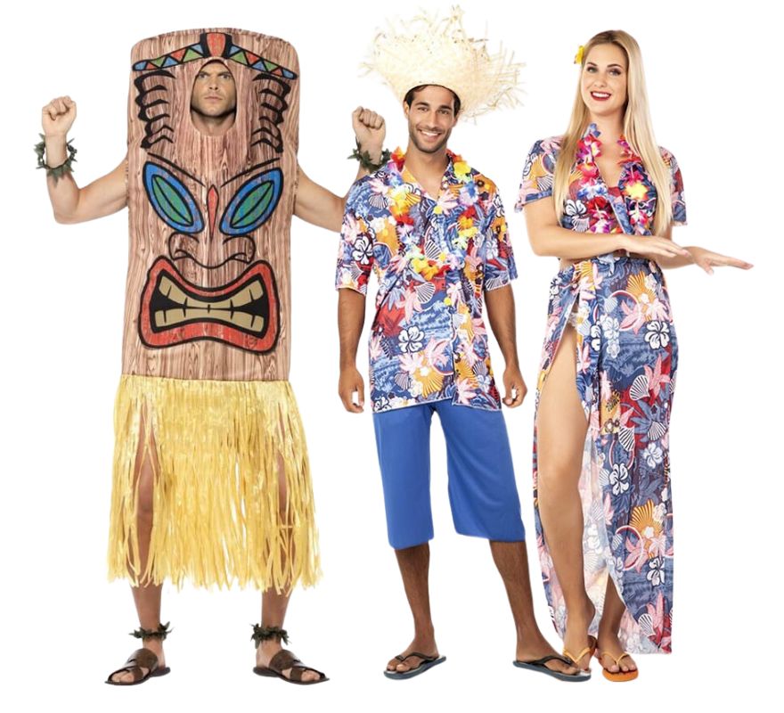 Translation missing: pt-PT.Grupo de Hawaianos con Tótem Tiki