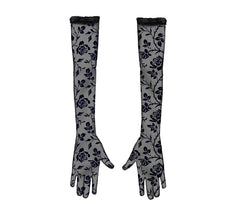 Luvas pretas com aberturas florais 38 cm