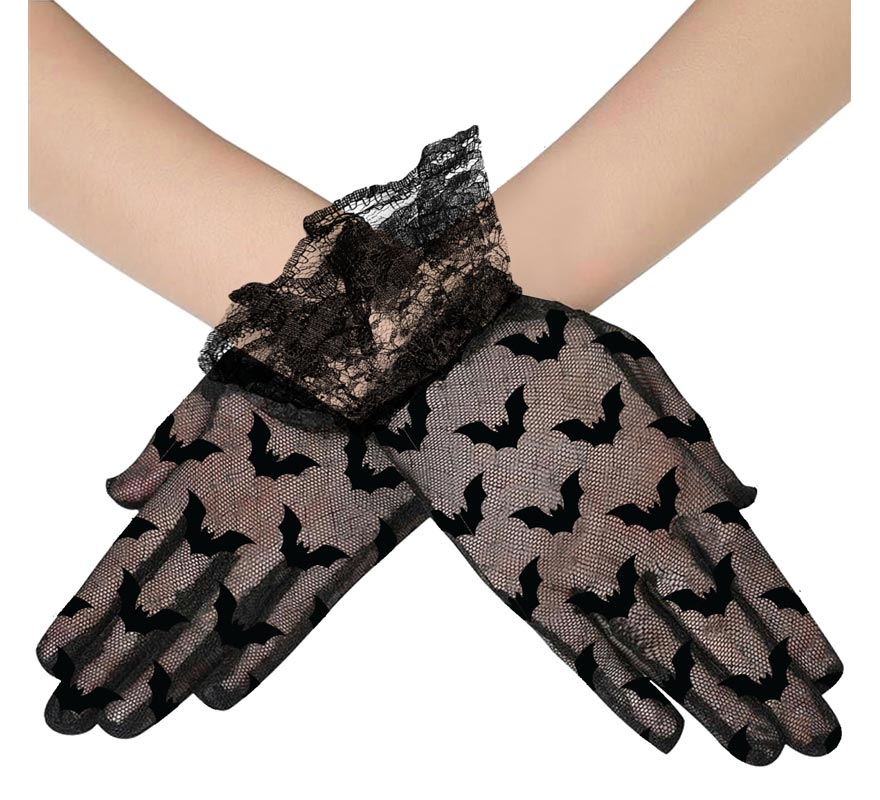 Translation missing: pt-PT.Guantes Calados negros de Murciélagos de 22 cm