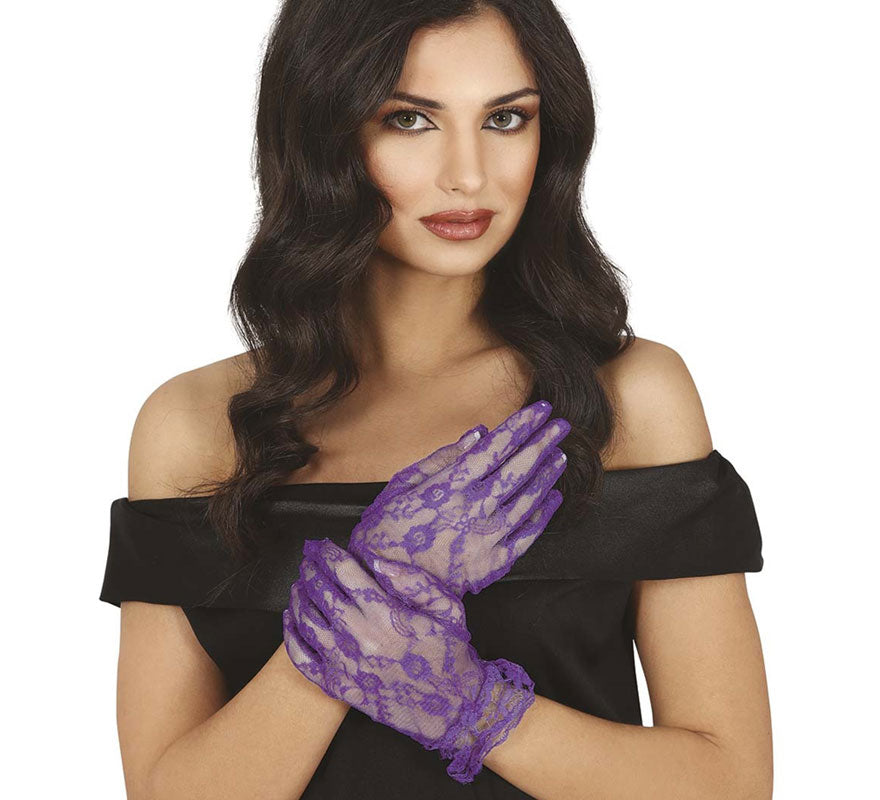Guantes Calados Lila de 22 cm