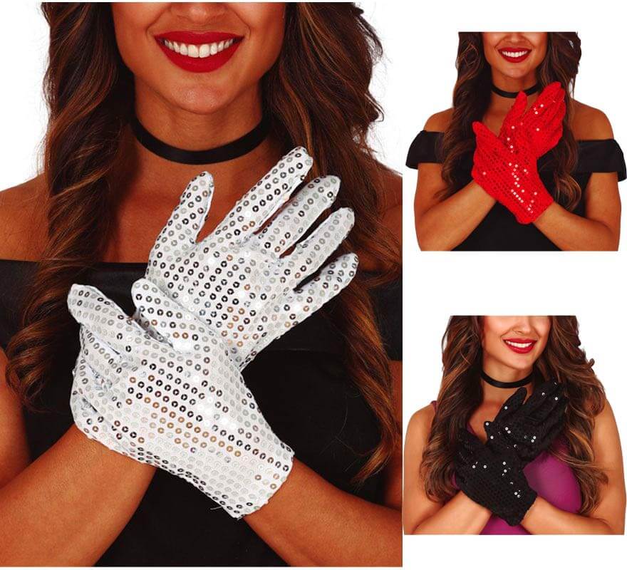 Guantes con Lentejuelas en varios colores de 22 cm