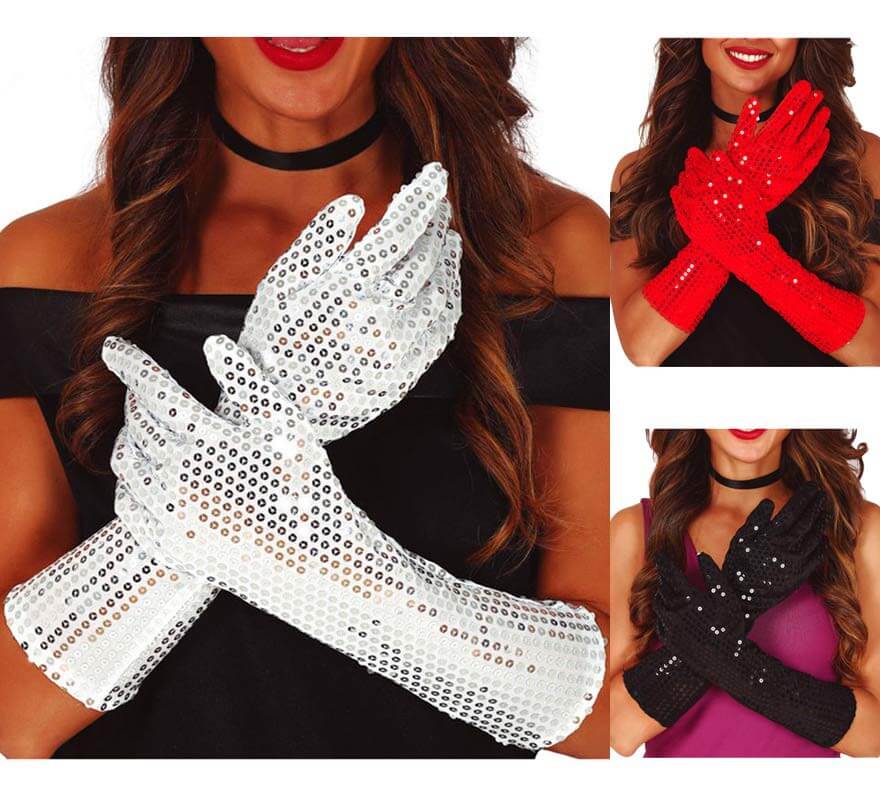 Translation missing: pt-PT.Guantes con Lentejuelas en varios colores de 39 cm