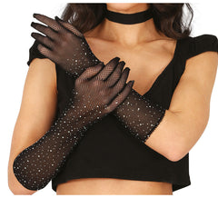 Luvas de malha com strass em várias cores, 30 cm para adulto