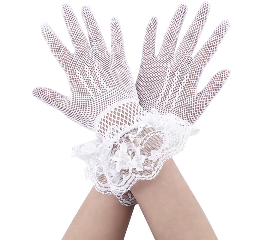 Translation missing: pt-PT.Guantes de Red Blanco con Encaje