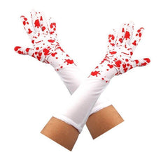 Longas luvas brancas com sangue