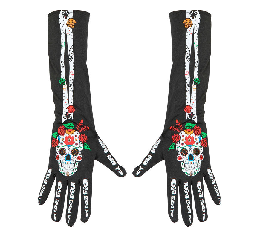 Translation missing: pt-PT.Guantes largos de Catrina Día de Los Muertos de 40 cm
