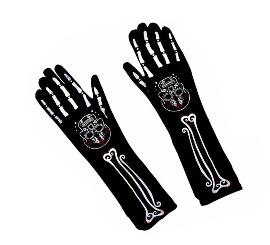 Translation missing: pt-PT.Guantes Largos de Catrina huesos