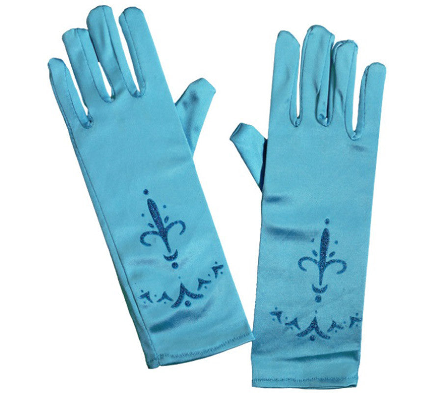 Translation missing: pt-PT.Guantes largos de Princesa azules infantiles de 24 cm