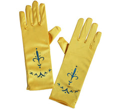 Luvas compridas de princesa douradas para criança 24 cm