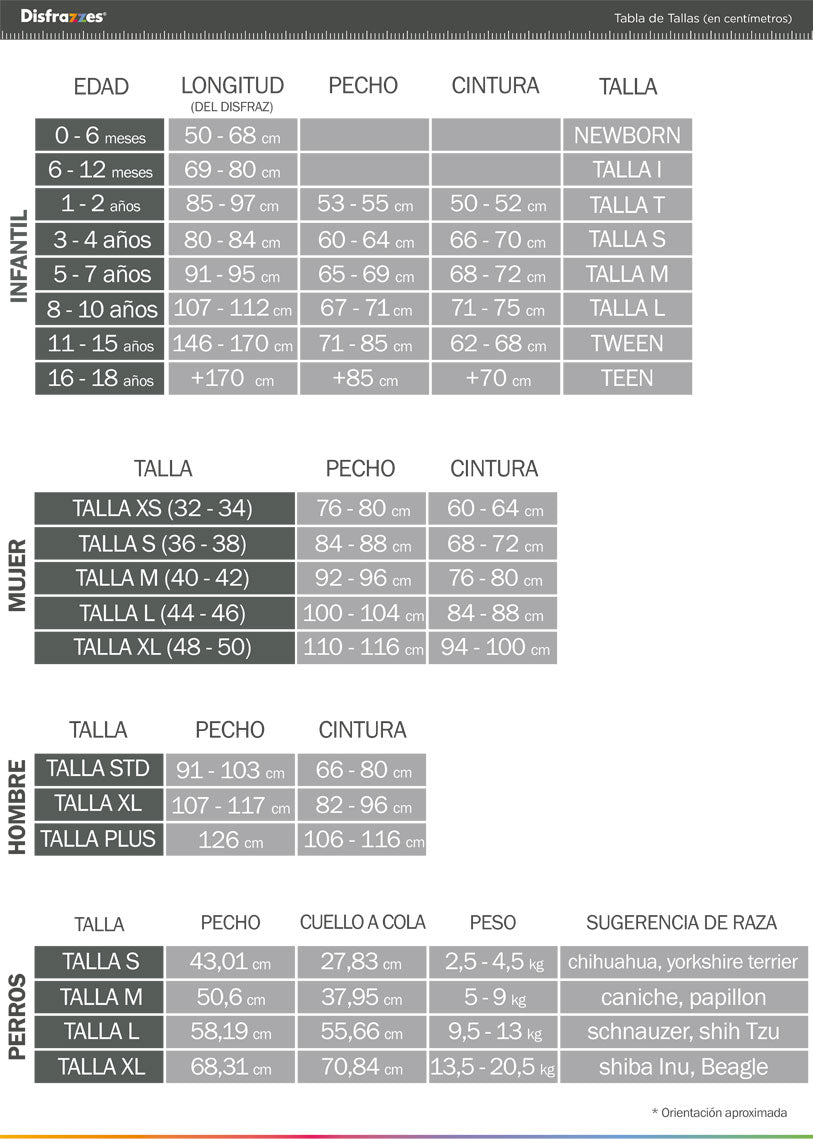 Guia de tamanhos