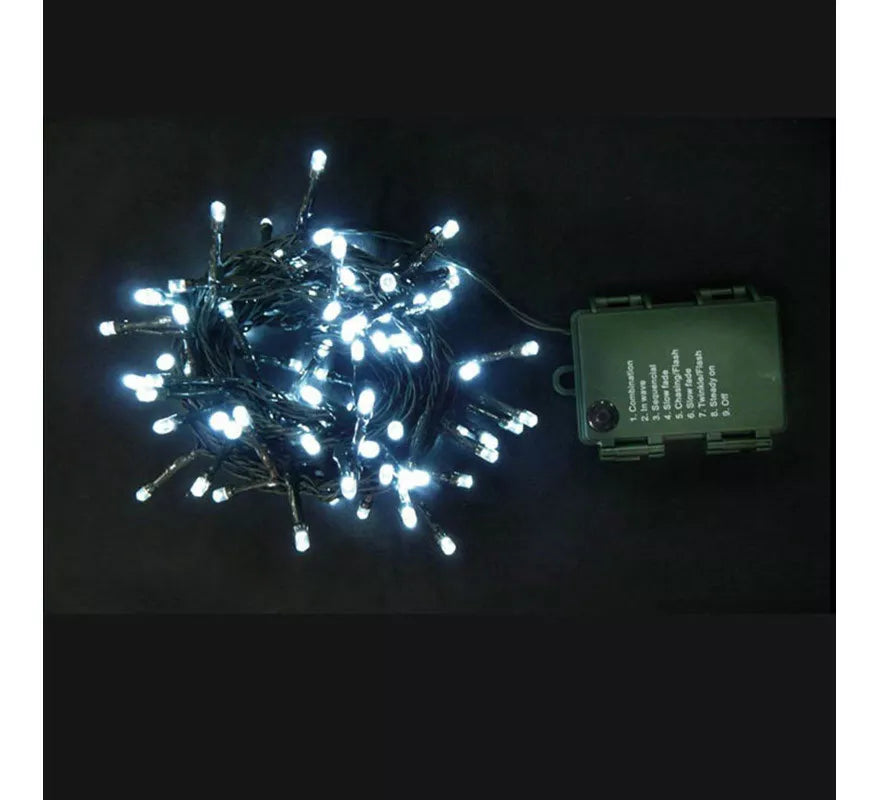 Translation missing: pt-PT.Guirnalda 144 Led Blanco Exterior Multifunción Funciona a Pilas