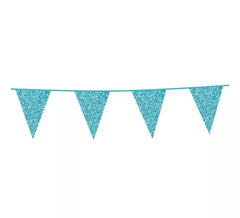 Guirlanda 6 m de Galhardetes Azul Claro Glitter 16x20 cm