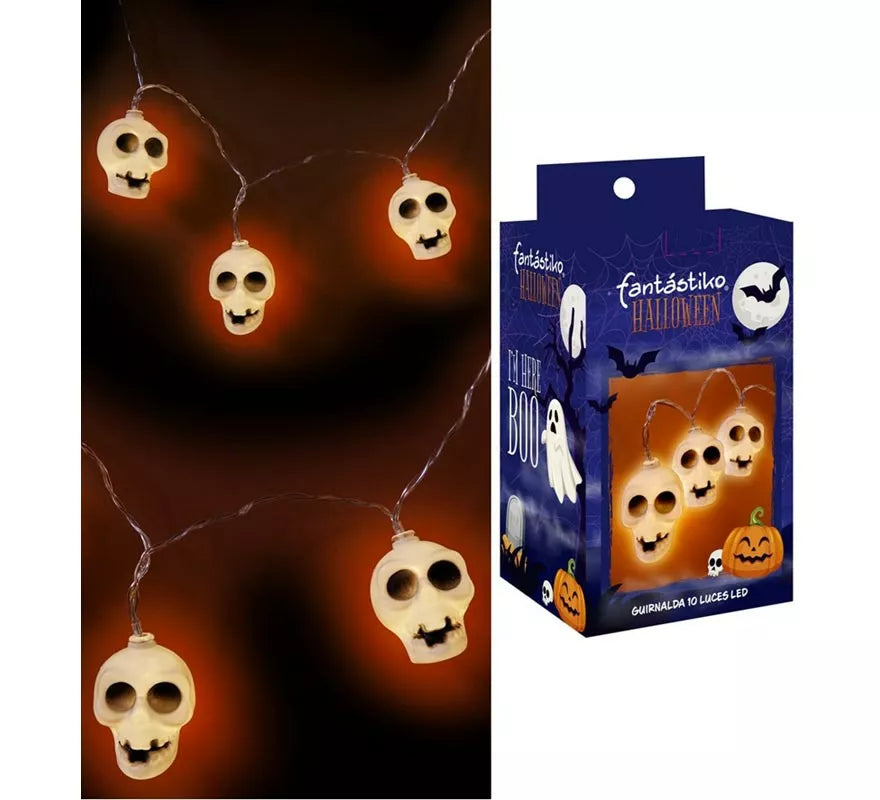 Translation missing: pt-PT.Guirnalda de 10 Calaveras iluminación LED de 150 cm