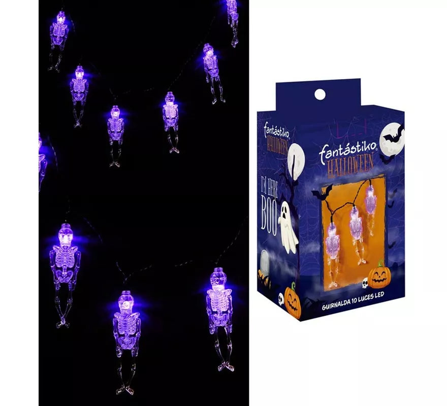 Translation missing: pt-PT.Guirnalda de 10 Esqueletos iluminación LED de 150 cm