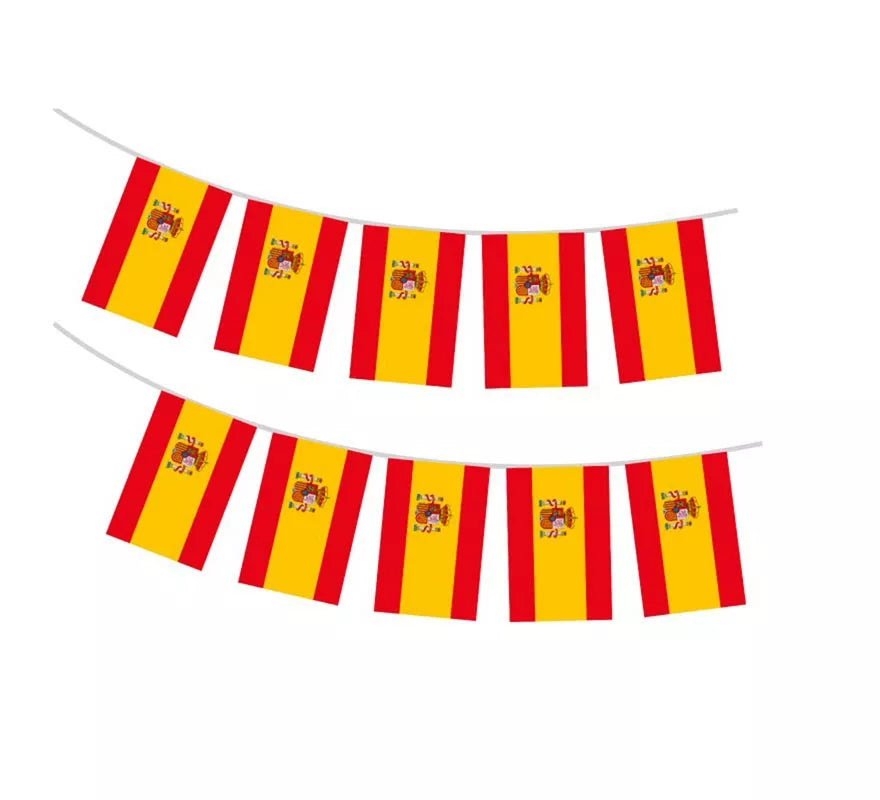 Translation missing: pt-PT.Guirnalda de Banderas de España de plástico 20x30 cm de 10 m de largo