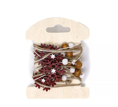 Red Snowflake Garland Wood 200 cm