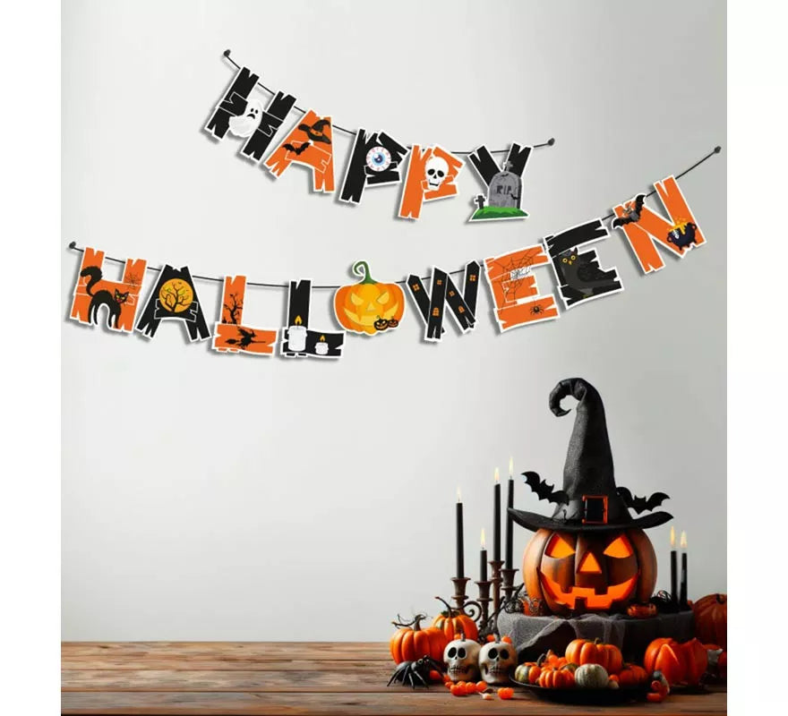 Translation missing: pt-PT.Guirnalda de Happy Halloween fantasma y gato de 3 m