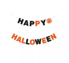 Guirlanda de feliz Halloween laranja e preta de 3m